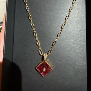 Kurt Geiger Gold Plated Pink Crystal Eagle Head Chain Necklace